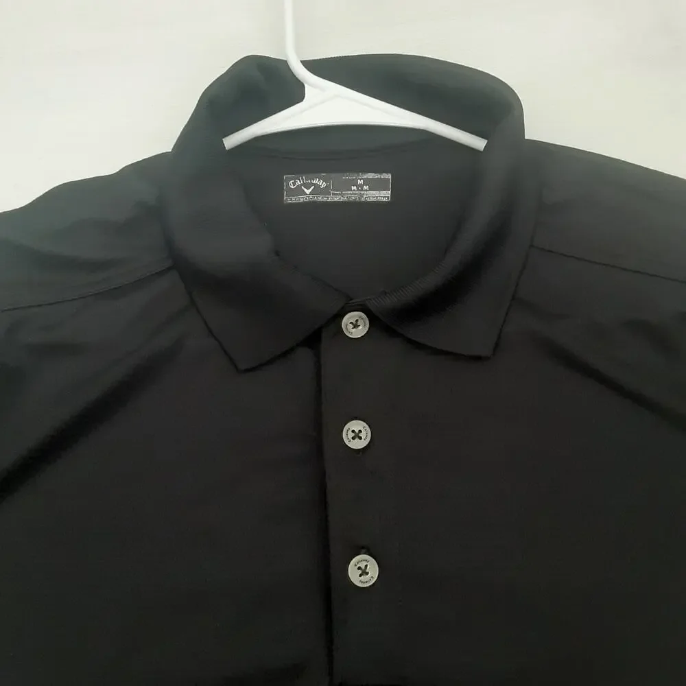Callaway Polo Shirt Mens Medium Black Golf Performance Short Sleeve